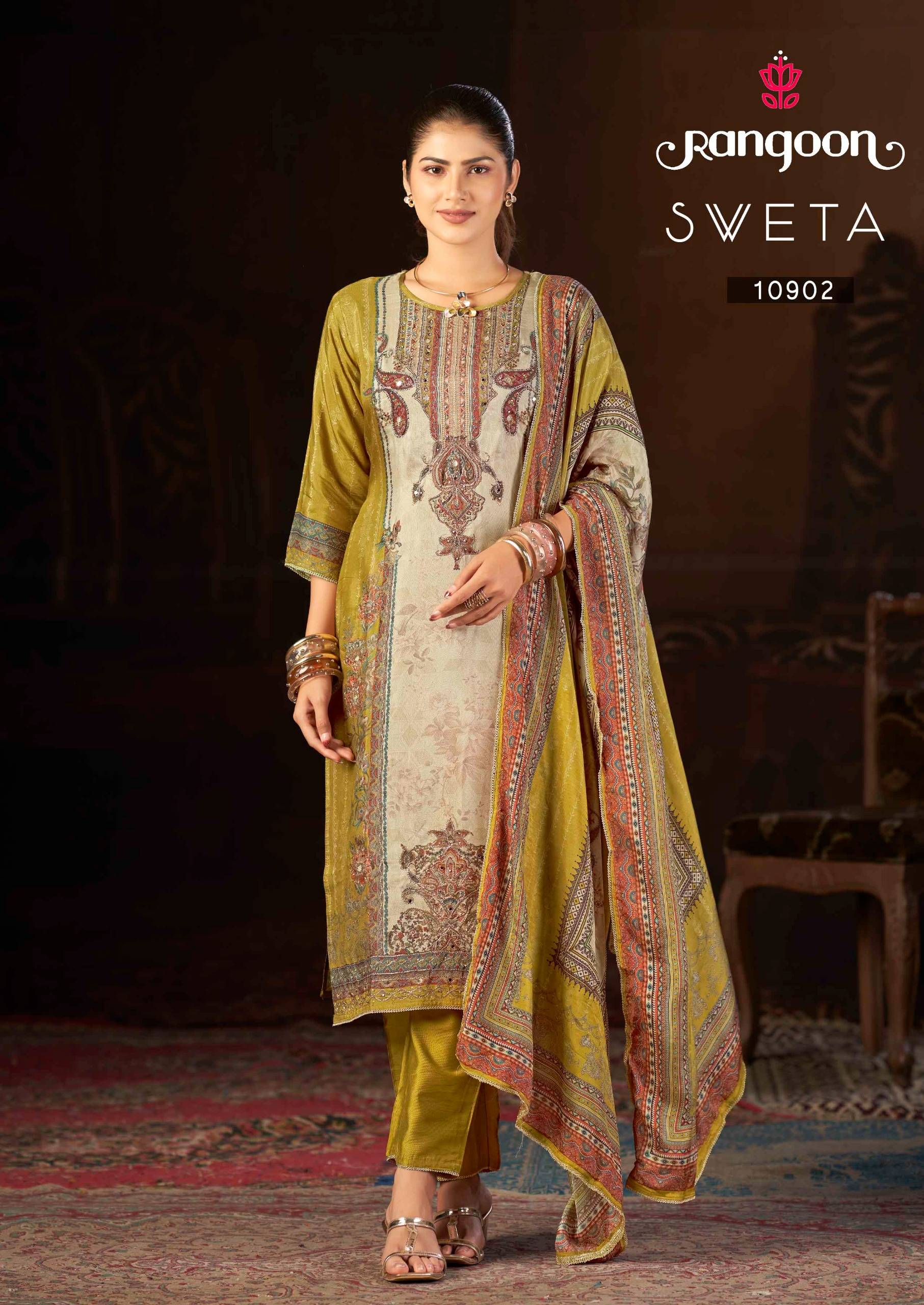 SVETA by Rangoon 10901 To 10904 Series Beautiful Pakistani Suits Wear Pure Muslin Stitched Dresses At Wholesale Price